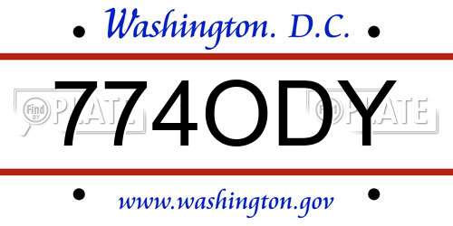 774ODY District Of Columbia License Plate