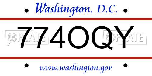 774OQY District Of Columbia License Plate