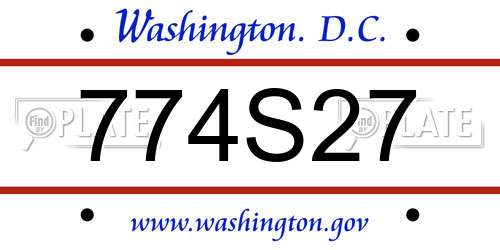 774S27 District Of Columbia License Plate