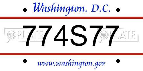 774S77 District Of Columbia License Plate
