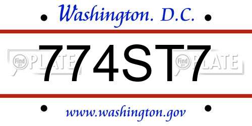 774ST7 District Of Columbia License Plate