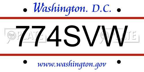 774SVW District Of Columbia License Plate