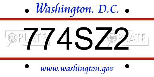 774SZ2 District Of Columbia License Plate