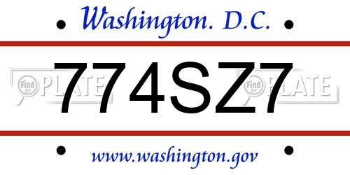 774SZ7 District Of Columbia License Plate