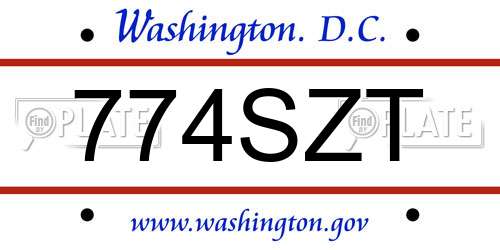 774SZT District Of Columbia License Plate