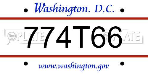 774T66 District Of Columbia License Plate