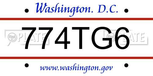 774TG6 District Of Columbia License Plate