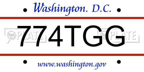 774TGG District Of Columbia License Plate