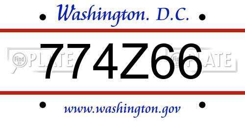 774Z66 District Of Columbia License Plate