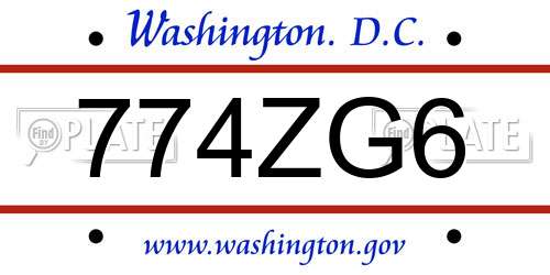 774ZG6 District Of Columbia License Plate
