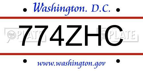 774ZHC District Of Columbia License Plate