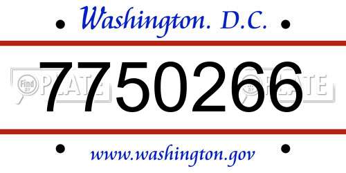7750266 District Of Columbia License Plate