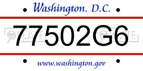 77502G6 District Of Columbia License Plate