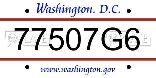 77507G6 District Of Columbia License Plate