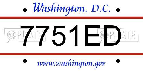 7751ED District Of Columbia License Plate