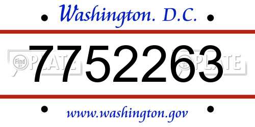7752263 District Of Columbia License Plate