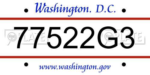 77522G3 District Of Columbia License Plate
