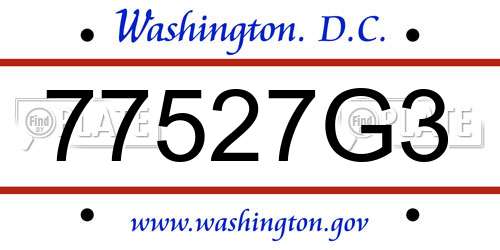 77527G3 District Of Columbia License Plate