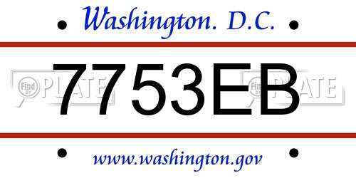 7753EB District Of Columbia License Plate