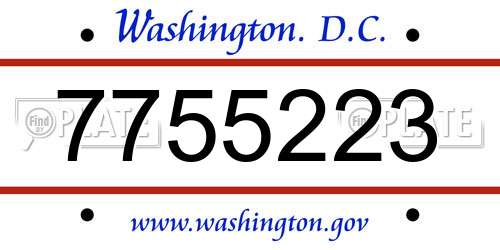 7755223 District Of Columbia License Plate