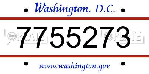 7755273 District Of Columbia License Plate