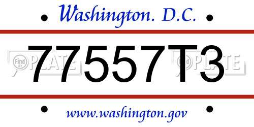 77557T3 District Of Columbia License Plate