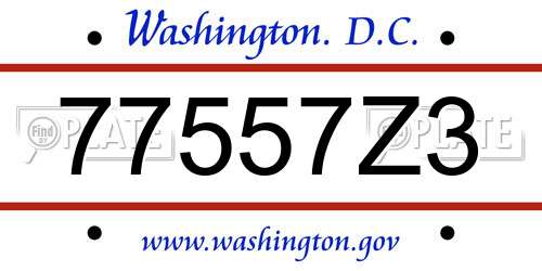 77557Z3 District Of Columbia License Plate