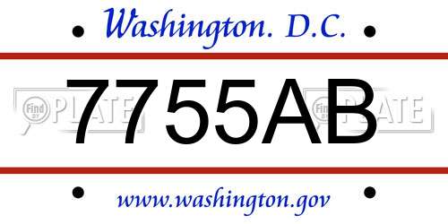 7755AB District Of Columbia License Plate