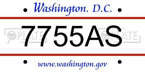 7755AS District Of Columbia License Plate