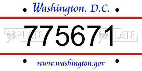 775671 District Of Columbia License Plate