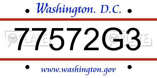 77572G3 District Of Columbia License Plate
