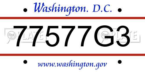 77577G3 District Of Columbia License Plate