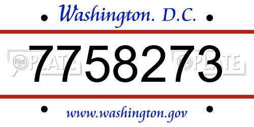7758273 District Of Columbia License Plate