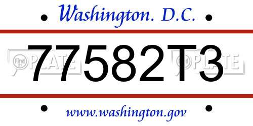 77582T3 District Of Columbia License Plate