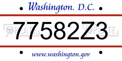 77582Z3 District Of Columbia License Plate
