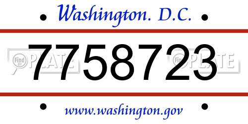 7758723 District Of Columbia License Plate