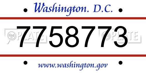 7758773 District Of Columbia License Plate