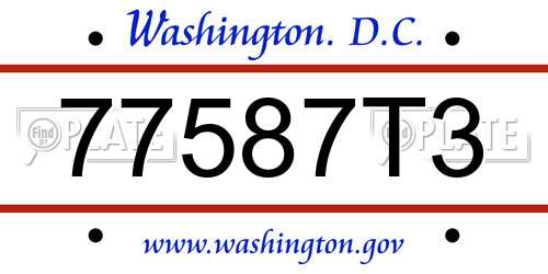 77587T3 District Of Columbia License Plate