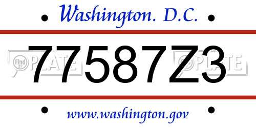 77587Z3 District Of Columbia License Plate