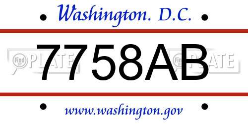 7758AB District Of Columbia License Plate