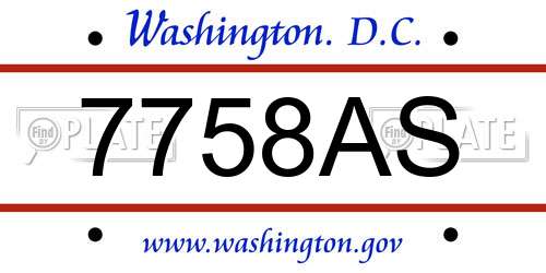 7758AS District Of Columbia License Plate