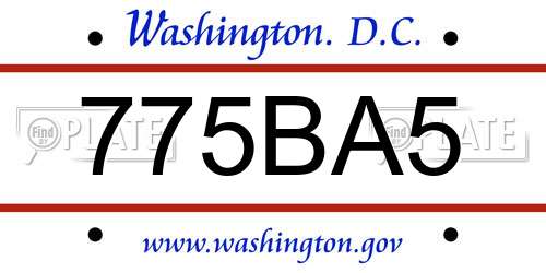 775BA5 District Of Columbia License Plate