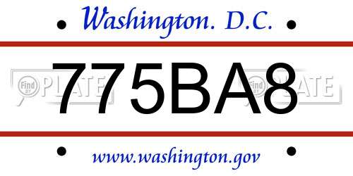 775BA8 District Of Columbia License Plate