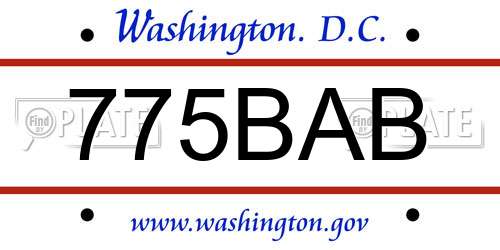 775BAB District Of Columbia License Plate