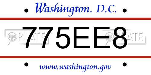775EE8 District Of Columbia License Plate