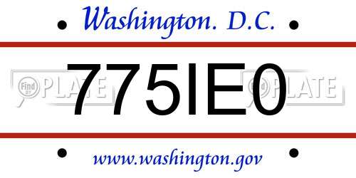 775IE0 District Of Columbia License Plate