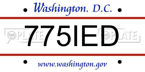 775IED District Of Columbia License Plate