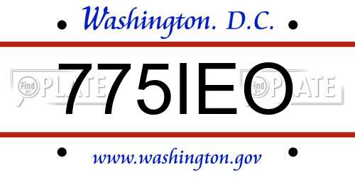 775IEO District Of Columbia License Plate