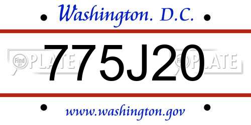 775J20 District Of Columbia License Plate