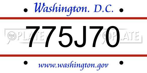 775J70 District Of Columbia License Plate